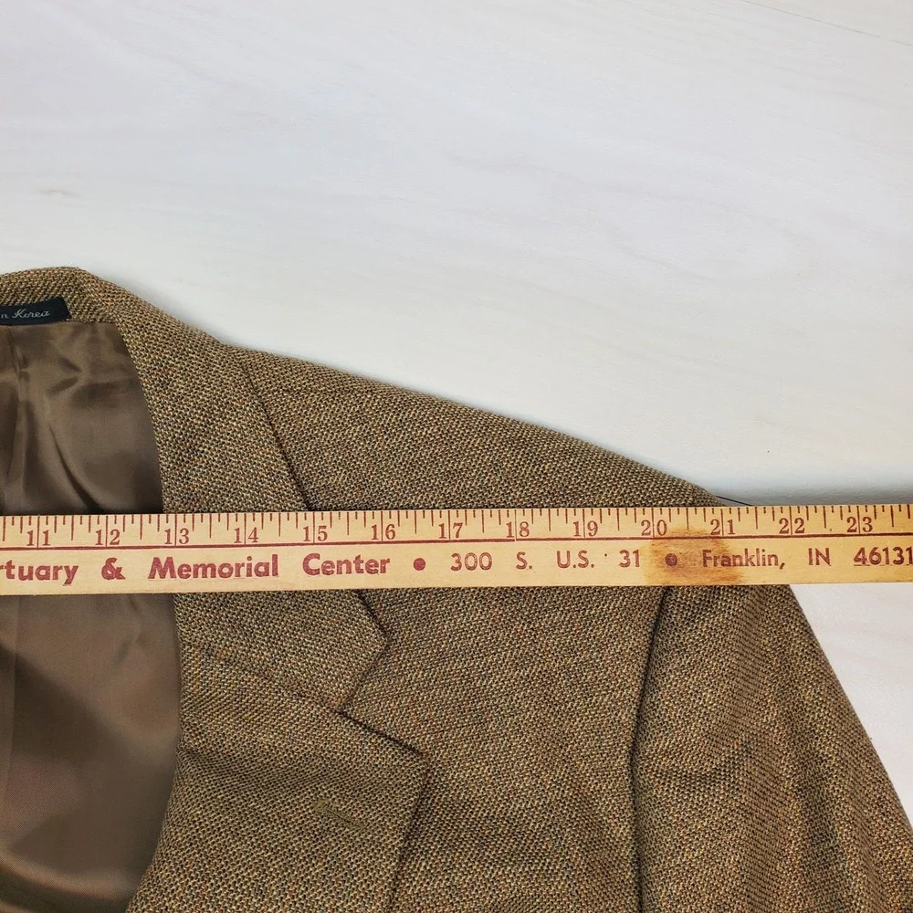 Alfani Mens Silk Wool Blazer Tan Brown Textured 44L Quiet Luxury Smart Casual